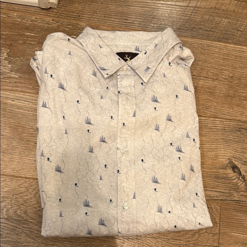 Men's Light Gray Nautical Print Shirt